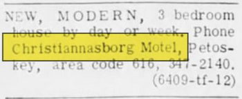 Bay Inn of Petoskey (Christiannasborg Motel) - Oct 1965 Ad